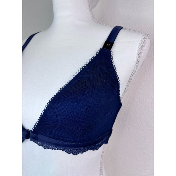 Victoria's Secret women's medium navy blue front close bralette wireless bra - Picture 2 of 8